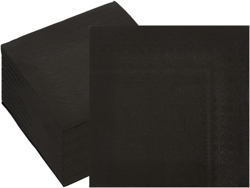 Ottin 50-pack Black Paper Dinner Napkins 3-Ply 6.5 x 6.5 Inch Disposable Luncheon Napkins for Birthday, Wedding, Party, Engagement, Bridal Shower, Valentine's Day, Eater, Graduation, Labor Day - Image 1